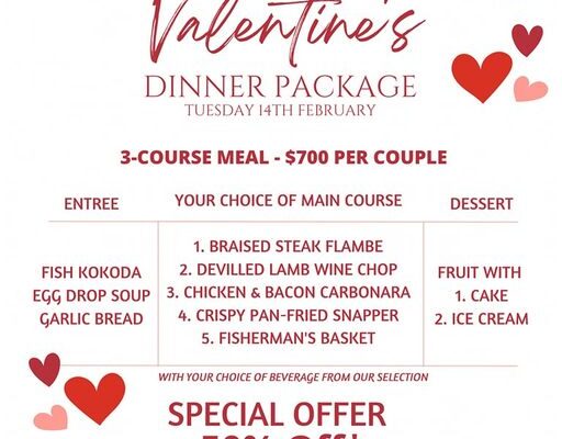 Honiara Hotel: 2023 Valentines Dinner Package