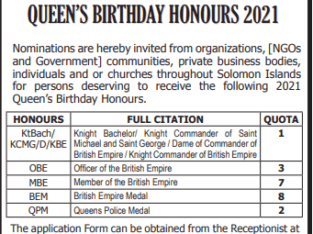 PMO: Queens Birthday Honour