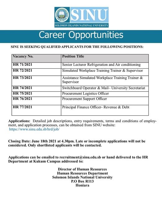 SINU: Career Opportunities