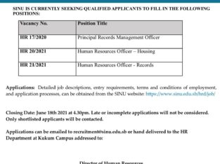 SINU – Vacancy ( Career Opportunity