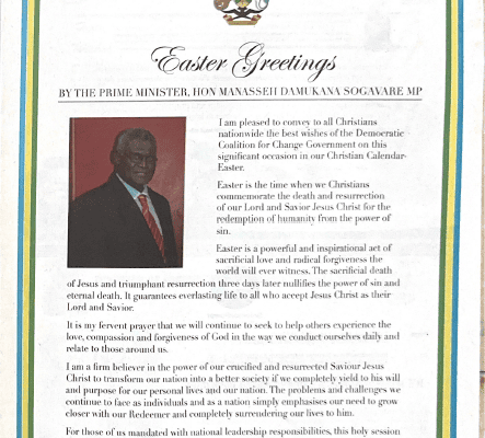 Prime Minister’s Office: 2016 Easter Greetings – Prime Minister, Hon Manasseh Damukana Sogavare: