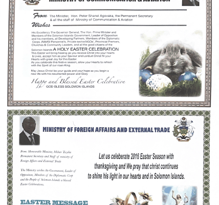 Ministry of Communication & Aviation – 2016 Easter Message.