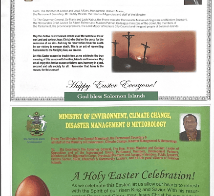 Ministry of Justice and Legal Affairs:2016 Easter Message