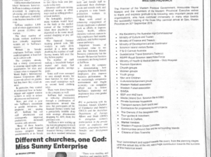 Western Provincial Government: Words of Acknowledgement from the Premier and the Government of Western Province: SWN October 2016