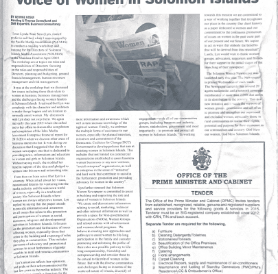 Office of the Prime Minister and Cabinet – Tender: 2015 SWN Issue 15010