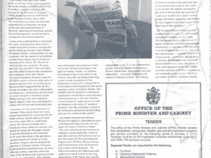 Office of the Prime Minister and Cabinet – Tender: 2015 SWN Issue 15010