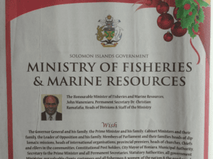 Ministry of Fisheries & Marine Resources: SWN 15045 December 2015: Special Christmas Message