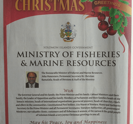 Ministry of Fisheries & Marine Resources: SWN 15045 December 2015: Special Christmas Message