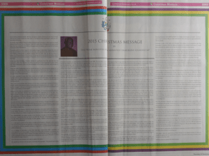 PMO: SWN 15045 December 2015: – 2015 Special   Christmas Message