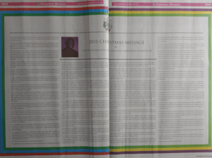 PMO: SWN 15045 December 2015: – 2015 Special   Christmas Message