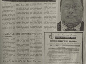 Ministry of Finance and Treasury: SWN 17083 February 2017: Invitation for Competitive Tender Bids