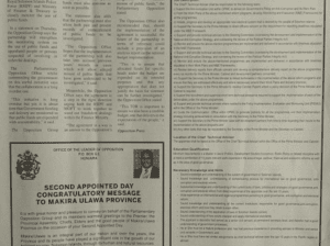The Office of the Leader of Opposition:SWN 16068 August 2016: – Second Appointed day Congradulatory Message to Makira Ulawa Province