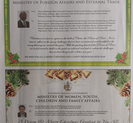 Ministry of Foreign Affairs and External Trade – SWN 15045 December 2015: Christmas Special Message