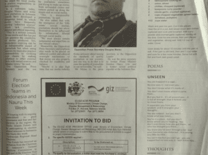 Ministry of Environment, Climate Change, Disaster Management & Meteorology:SWN 17083 February 2017:  – EU-GIZ ACSE PROGRAM – Invitation to Bid