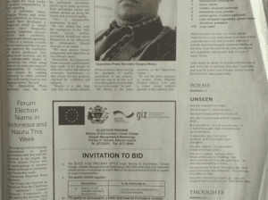 Ministry of Environment, Climate Change, Disaster Management & Meteorology:SWN 17083 February 2017:  – EU-GIZ ACSE PROGRAM – Invitation to Bid