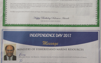 Ministry of Fisheries and Marine Resources – Independence Day 2017 Message – Happy Birthday Solomon Islands: (SIN 17367 July 2017)