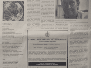 Correctional Services Solomon Islands – Supply of Timber Furniture: SWN 15025 July 2015:- Supply of Timber Furniture for 20 CSSI Staff House