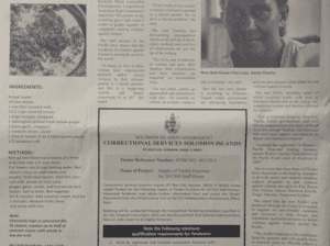 Correctional Services Solomon Islands – Supply of Timber Furniture: SWN 15025 July 2015:- Supply of Timber Furniture for 20 CSSI Staff House