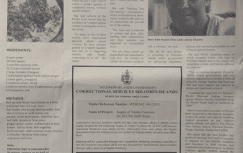 Correctional Services Solomon Islands – Supply of Timber Furniture: SWN 15025 July 2015:- Supply of Timber Furniture for 20 CSSI Staff House