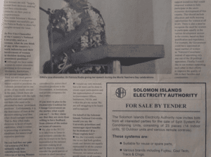 Solomon Islands Electricity Authority:SWN 15007  – For Sale by Tender