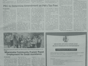 Ministry of Education and Human Resources Department – Expression of Interest: (SIN 17357 March 2017)