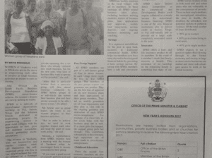 Office of the Prime Minister and Cabinet: SWN 16069 August 2016:  – New Year’s Honours 2017