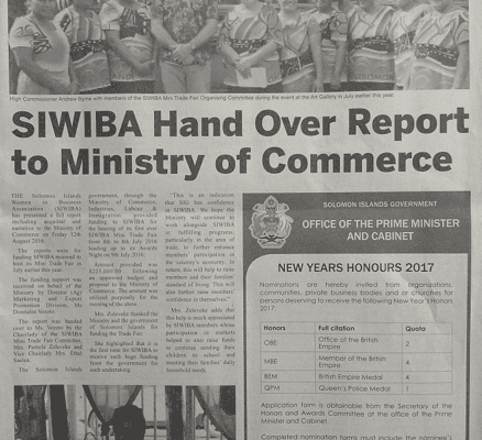 PMO: SWN 16070 August 2016: – New Years Honours 2017