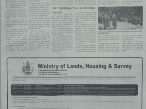 Ministry of Lands, Housing and Survey – Administration Department: (SIN 17357 March 2017)