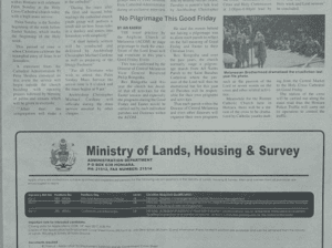 Ministry of Lands, Housing and Survey – Administration Department: (SIN 17357 March 2017)