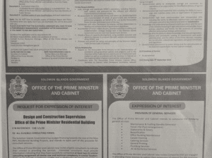 SWN 16070 August 2016: Office of the Prime Minister and Cabinet – Expression of Interest – Provision of General Services