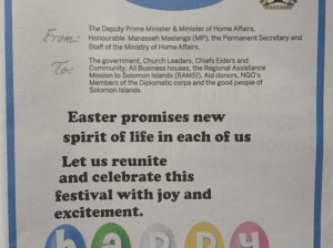 SIN 17359 April 2017: Ministry of Home Affairs – Easter Message