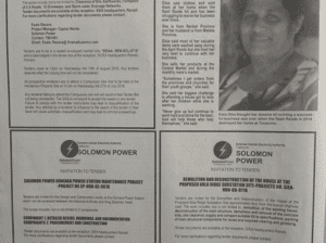 Solomon Power – Invitation to Tender – Solomon Power Honiara Power Station Maintenance Project -Project No.SP-HON-GE-0616