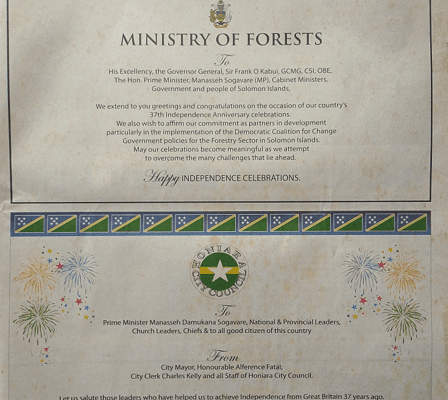 Honiara City Council – Happy 37th Years of Independence Solomon Islands and May God Bless Our Land!!!: (SWN 15021 July 2015)