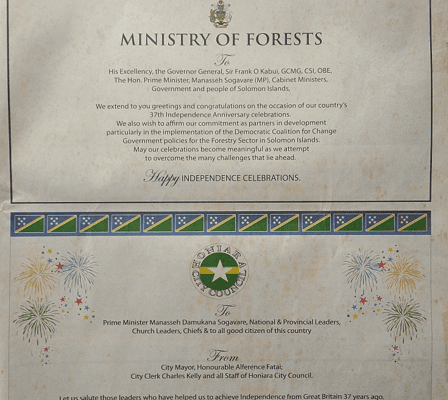 Honiara City Council – Happy 37th Years of Independence Solomon Islands and May God Bless Our Land!!!: (SWN 15021 July 2015)
