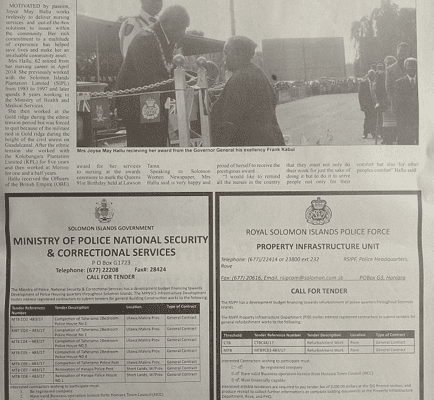 Royal Solomon Islands Police Force – SWN 17095 Property Infrastructure Unit – Call for Tender:  May 2017