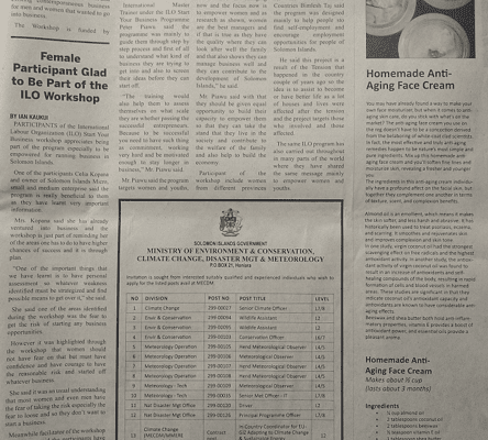 Ministry of Environment & Conservation, Climate Change, Disaster MGT & Meteorology: (SWN 15021 July 2015)