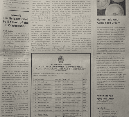Ministry of Environment & Conservation, Climate Change, Disaster MGT & Meteorology: (SWN 15021 July 2015)
