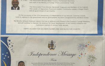 Ministry of Foreign Affairs and External Trade – Independence Anniversary Message – Happy Celebration Solomon Islands and God Bless Our Country: (SWN 15021 July 2015)