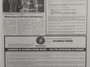 Solomon Power – Request for Proposal (“RFP”) for “Lands Consultancy Services” : (SWN 16066 July 2016)