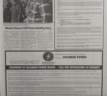 Solomon Power – Request for Proposal (“RFP”) for “Lands Consultancy Services” : (SWN 16066 July 2016)