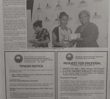 Solomon Islands National University – Request for Proposal – Consultant Services: (SWN 16066 July 2016)