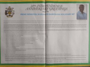 PMO: Prime Minister, Manasseh Damukana Sogavare MP – 38th Independence Anniversary Greetings (SWN 16065 July 2016)