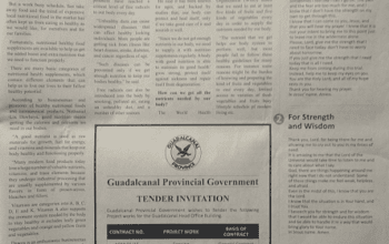 Guadalcanal Provincial Government – Tender Invitation: (SWN 15021 July 2015)