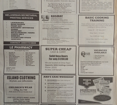 Melanesian Secretarial Printing Services: SWN 17094 June 2017