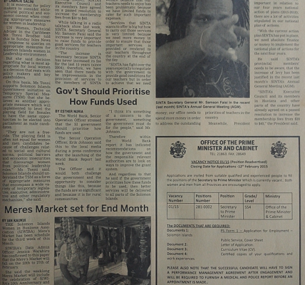 The Office of the Prime Minister and Cabinet – Vacancy Notice 01/15 (Position Re-advertised): SIN 253 February 2015