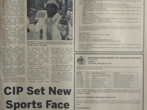 National Parliament of Solomon Islands: Vacancies -SIN 253 February 2015