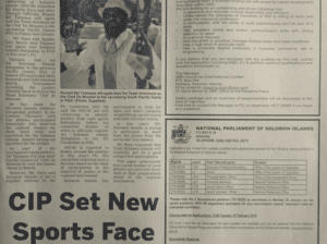 National Parliament of Solomon Islands: Vacancies -SIN 253 February 2015