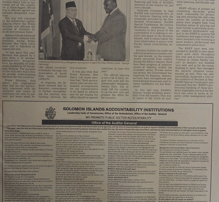 Solomon Islands Accountability Institutions – Promote Public Sector Accountability: SIN 227 July 2014