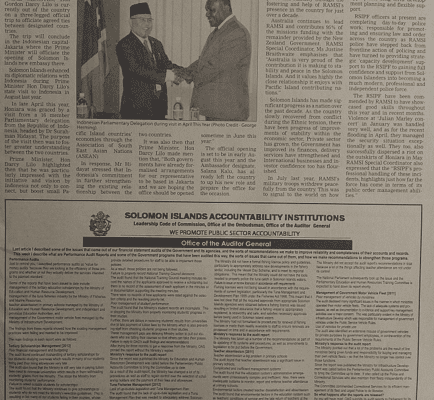 Solomon Islands Accountability Institutions – Promote Public Sector Accountability: SIN 227 July 2014