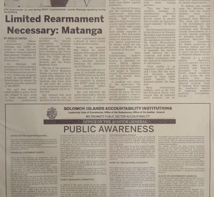 Solomon Islands Accountability Institutions –  Public Awareness: SIN 225 July 2014